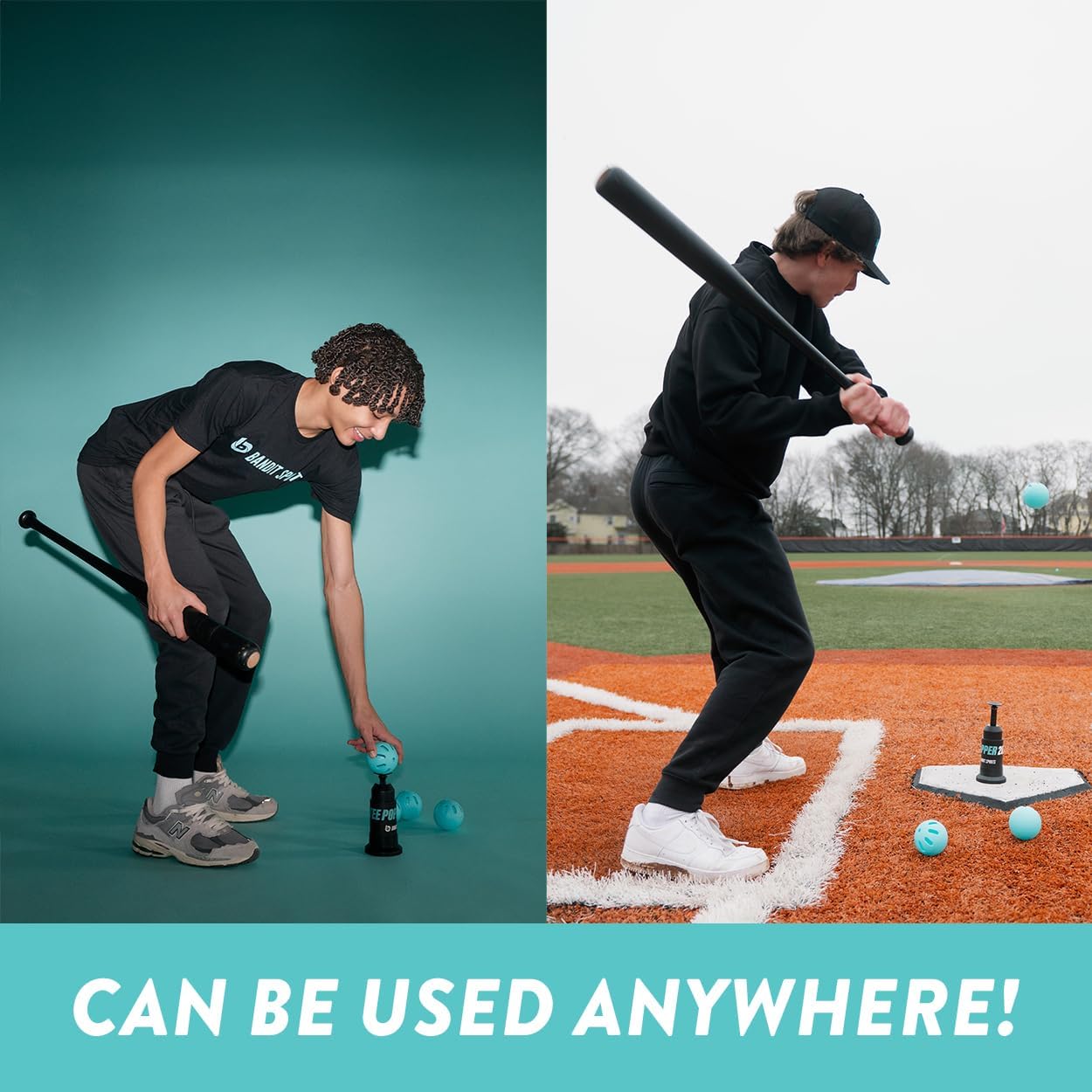 Black Baseball Training Tee Popper 202, Hitting Tee for Perfect Swings, Batting Machine (Not for Real Baseballs 202 Popper Balls Not Included)